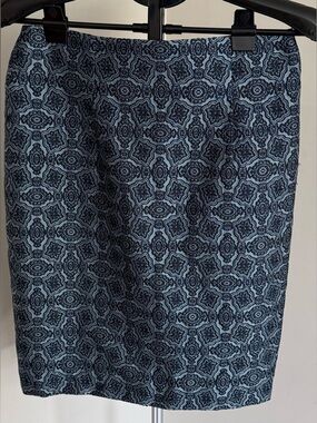 Brooks Brothers Blue Geometric-Print Pencil Skirt